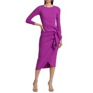 Chiara Boni La Petite Robe Women's Magenta Gathered Side Midi Dress Size 4